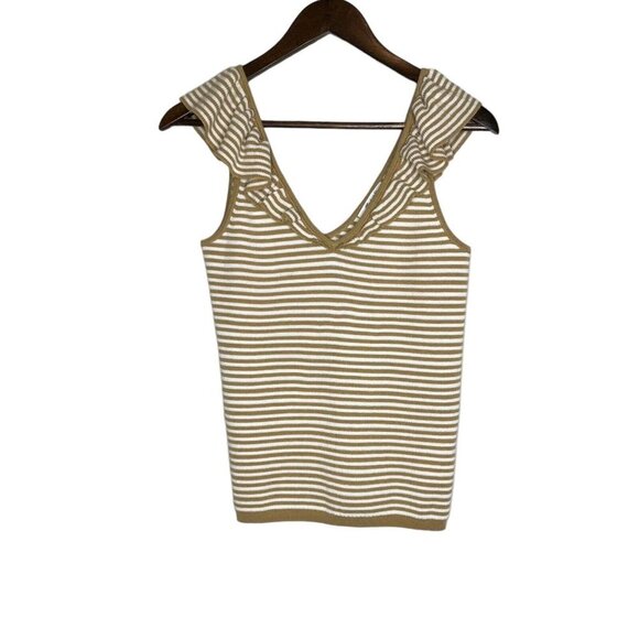 Madewell Sleeveless‎ Striped Belhaven Ruffle Sweater Tank Wool Blend Size XS - Picture 1 of 7